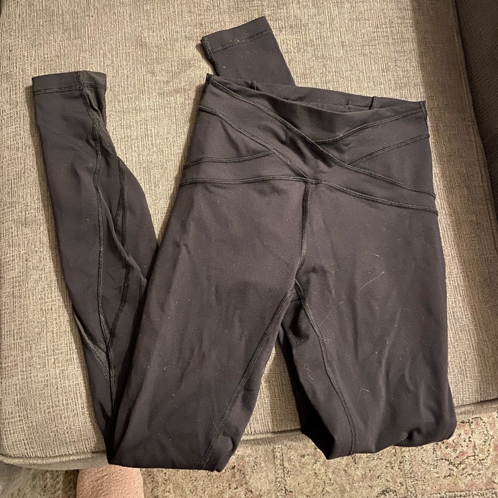 Lululemon high waisted leggings with mesh inserts